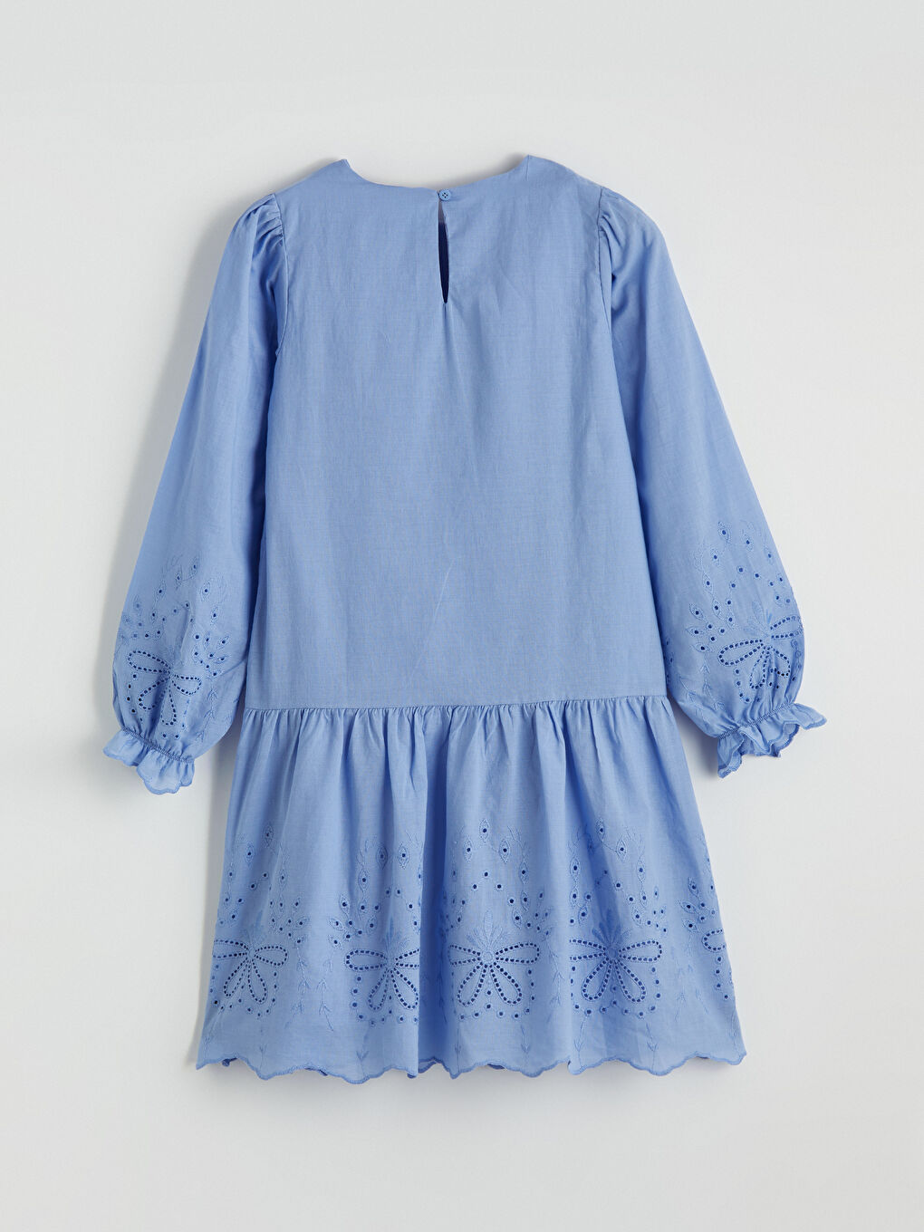 Mavi Bisiklet Yaka Fisto Detaylı Kız Çocuk Poplin Elbise-2