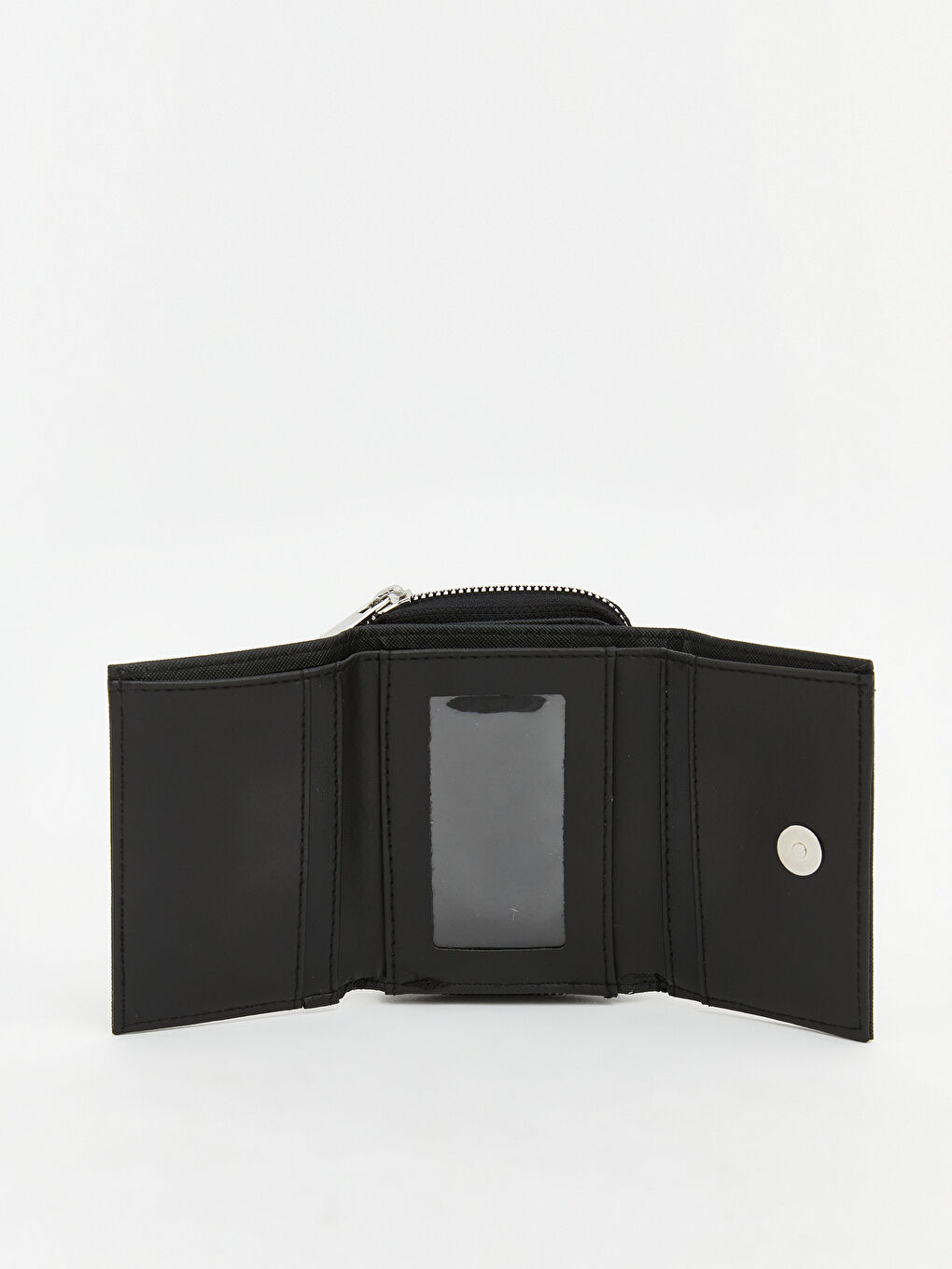 Siyah Deri Görünümlü Kadın Cüzdan-2