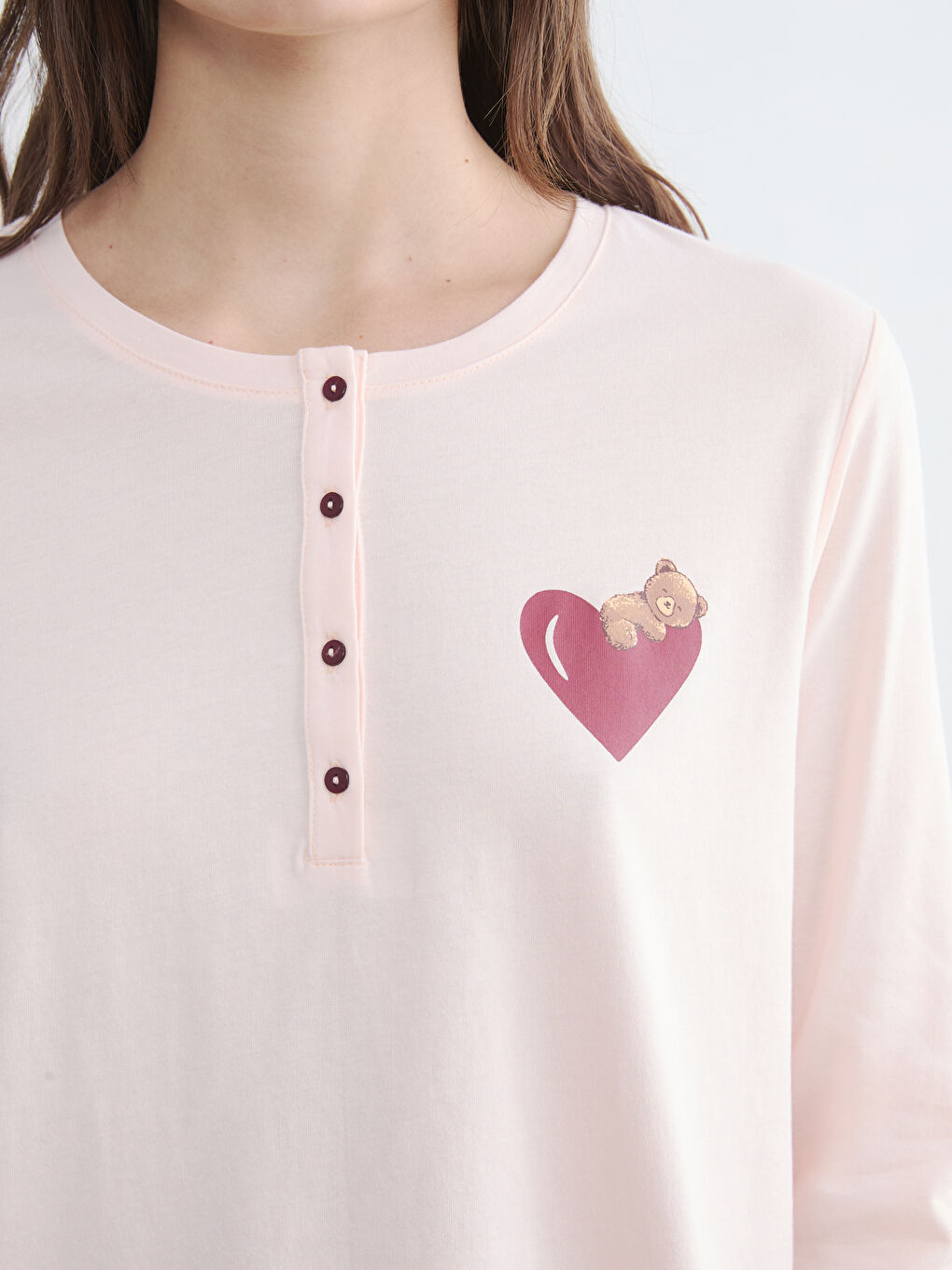 Комплект піжам для вагітних із принтом сердець-2