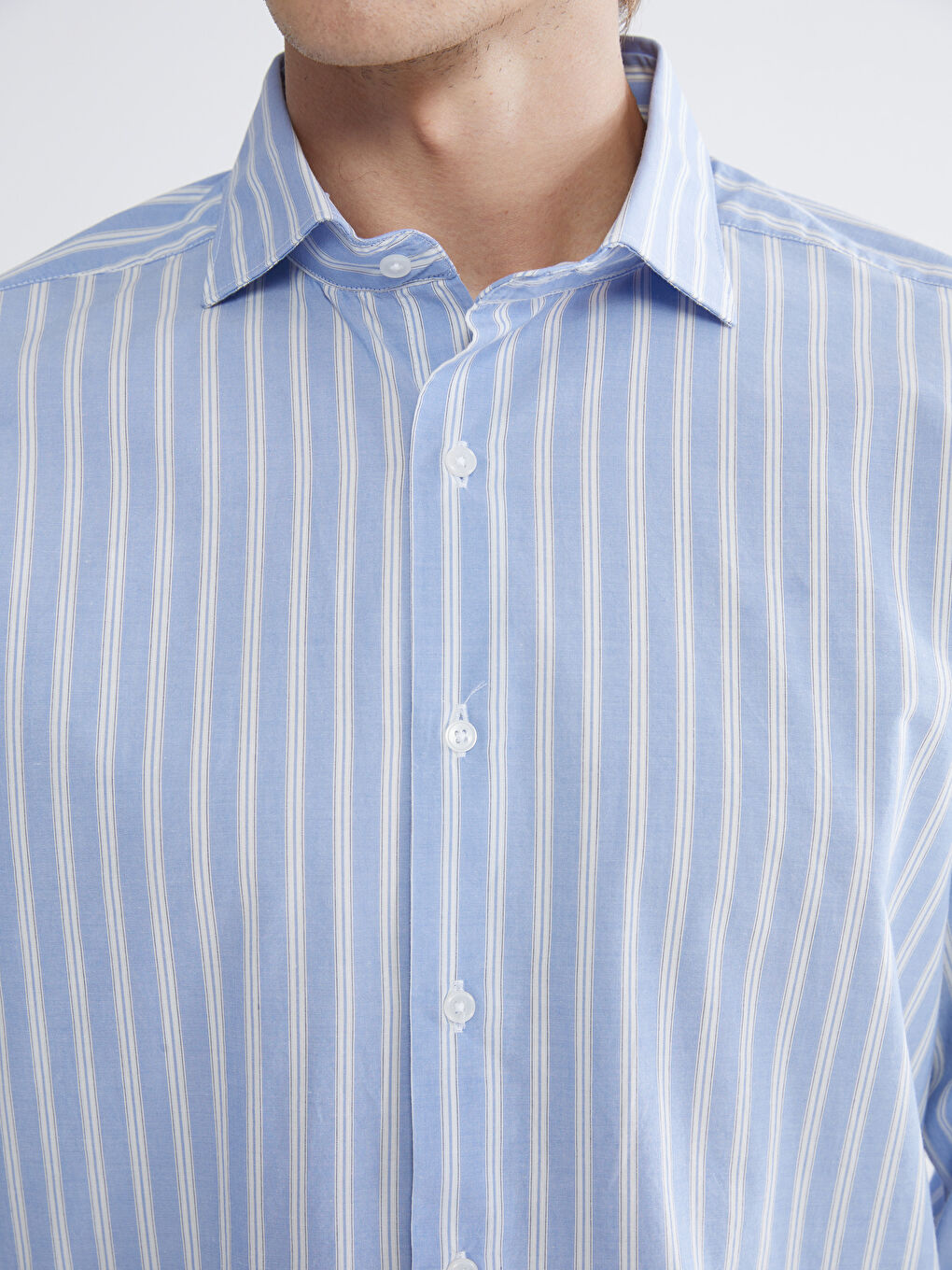 Mavi Regular Fit Çizgili Poplin Erkek Gömlek-2