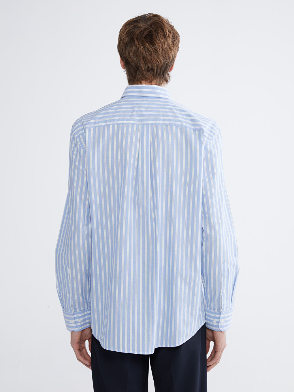 Mavi Regular Fit Çizgili Poplin Erkek Gömlek-3