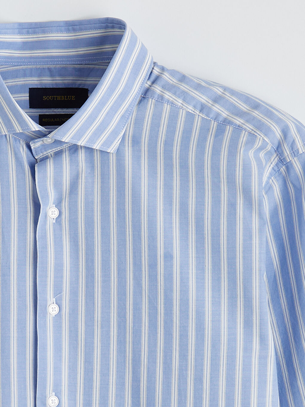 Mavi Regular Fit Çizgili Poplin Erkek Gömlek-5