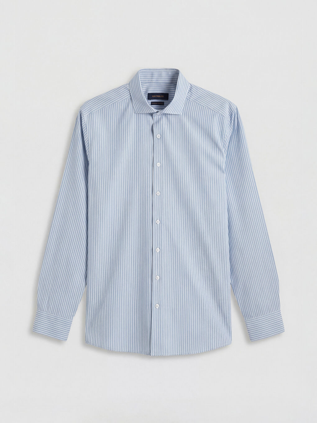 Lacivert Regular Fit Çizgili Poplin Erkek Gömlek