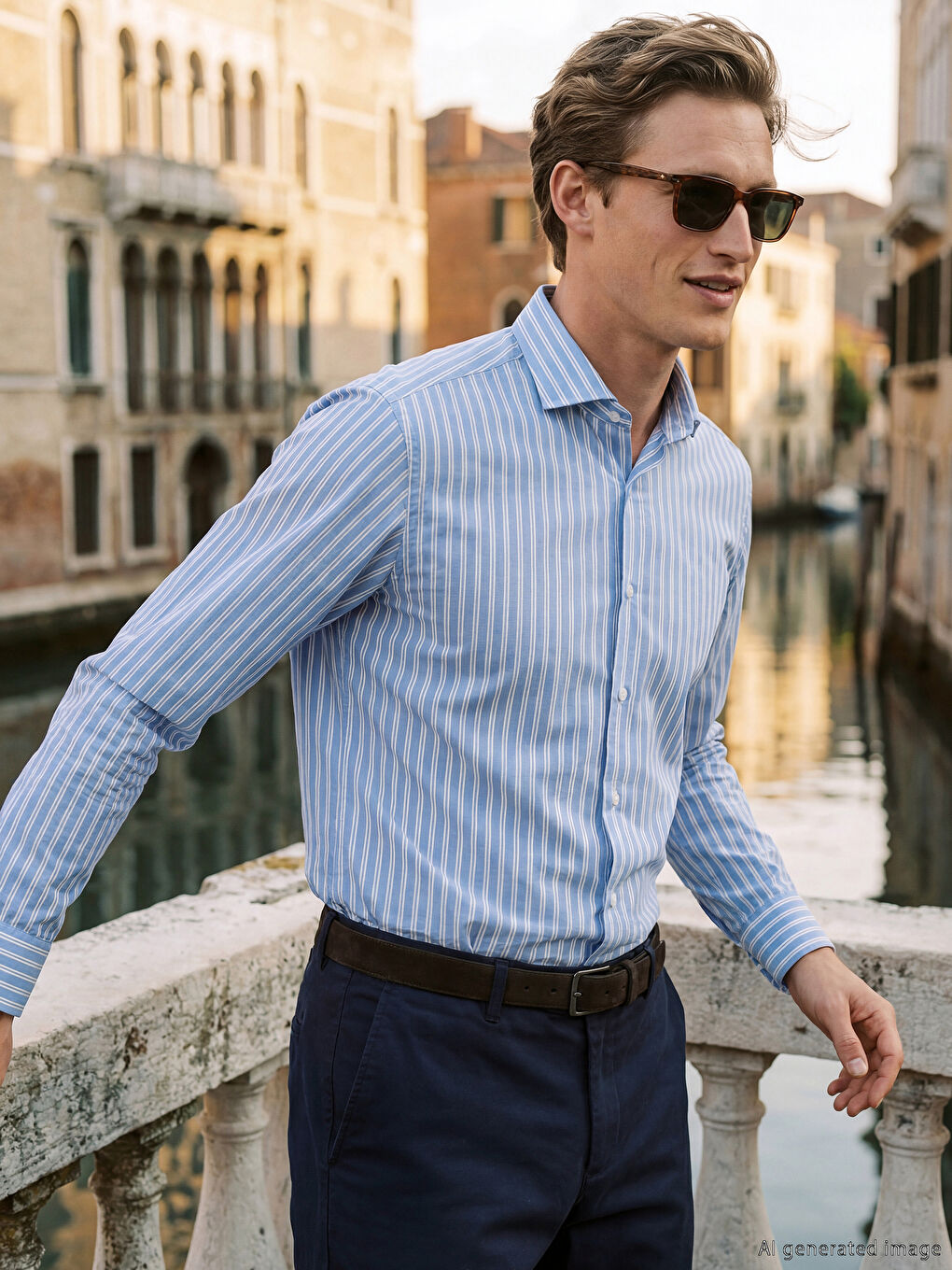 Mavi Regular Fit Çizgili Poplin Erkek Gömlek