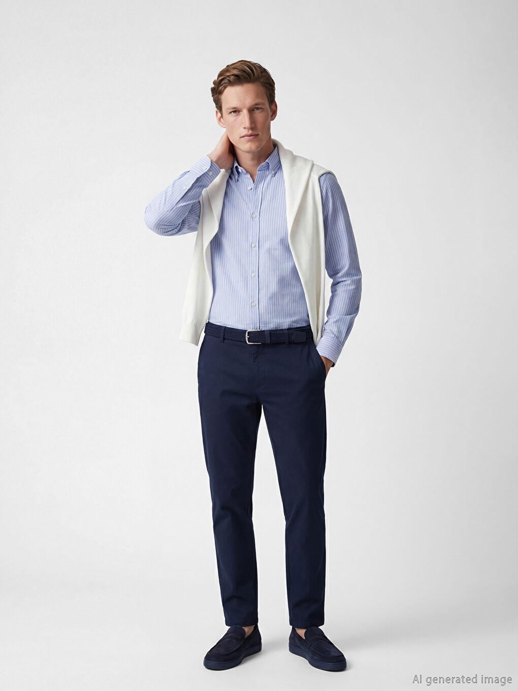 Mavi Regular Fit Çizgili Poplin Erkek Gömlek-2