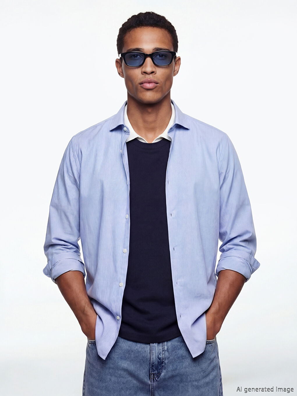 Mavi Regular Fit Çizgili Poplin Erkek Gömlek