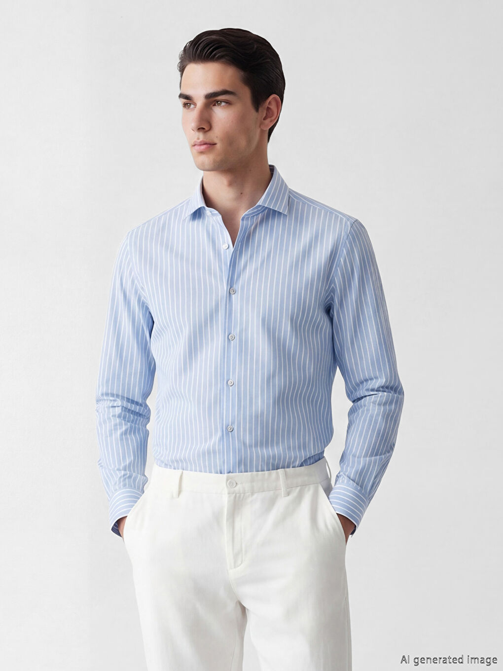 standardты пішімді жолақты поплин ерлер жейдесі