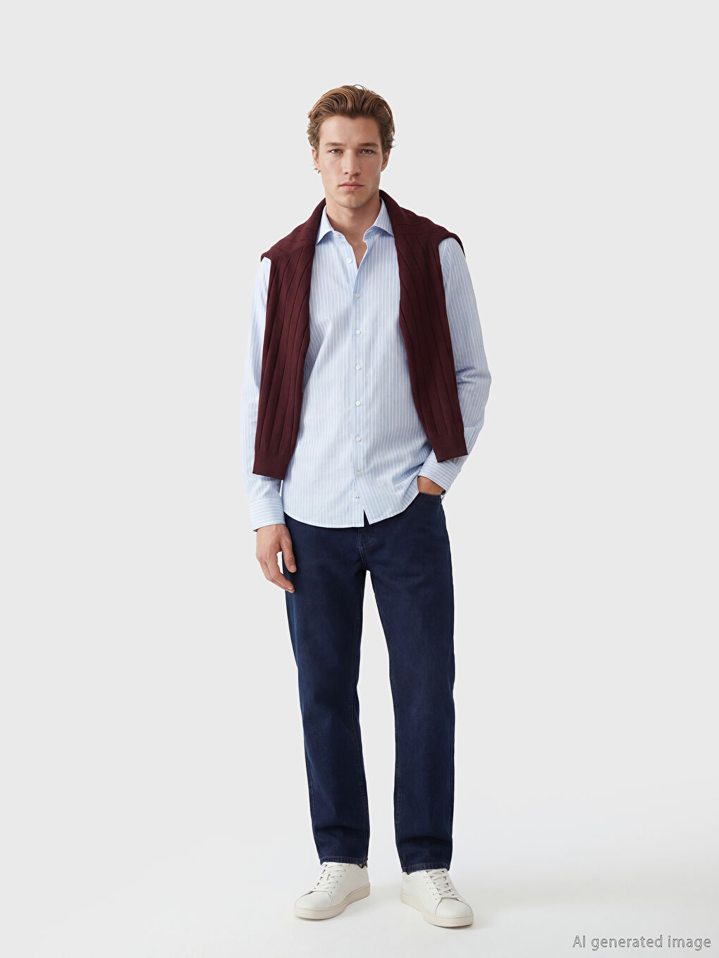 Mavi Regular Fit Çizgili Poplin Erkek Gömlek-1