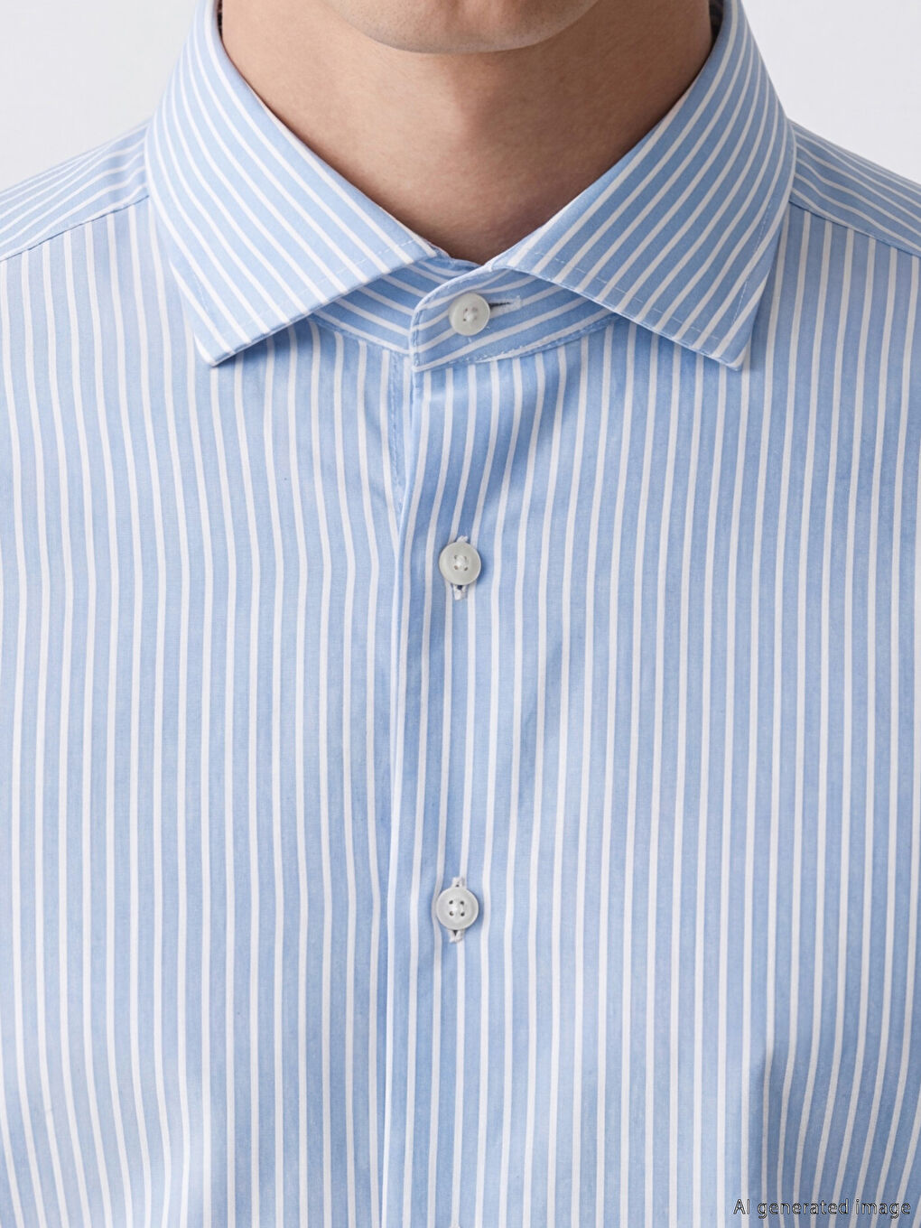Lacivert Regular Fit Çizgili Poplin Erkek Gömlek-2