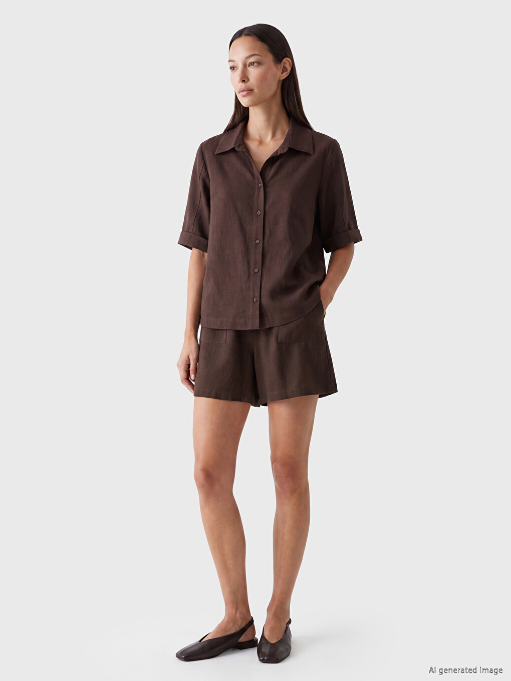 Linen-look Women's Shirt-1