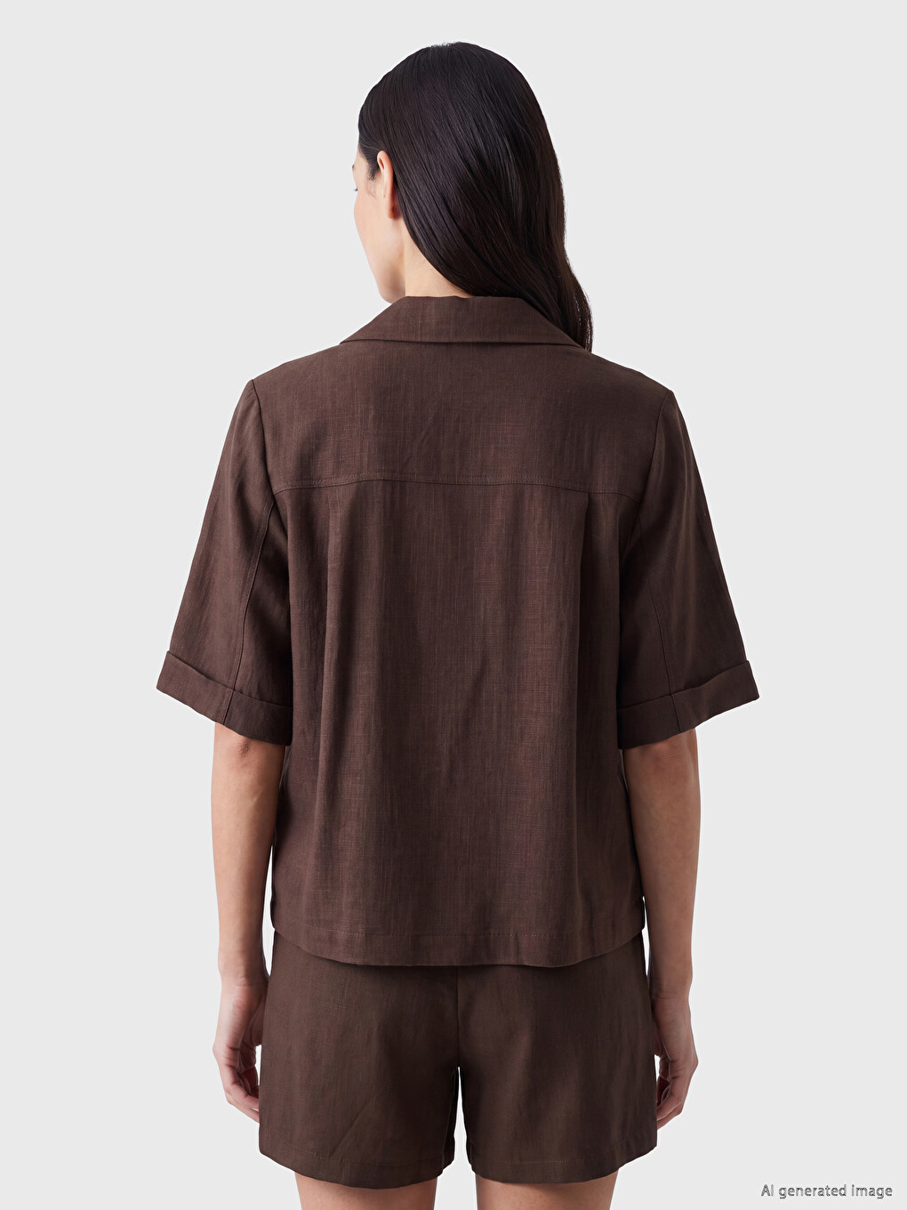 Linen-look Women's Shirt-3