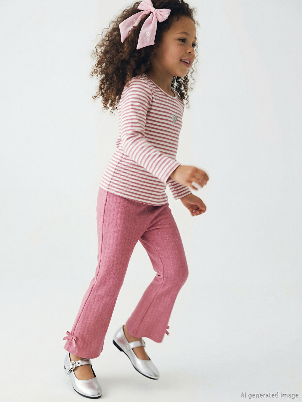 ليجنز للبنات بتفاصيل فيونكة لامعة واسعة-1