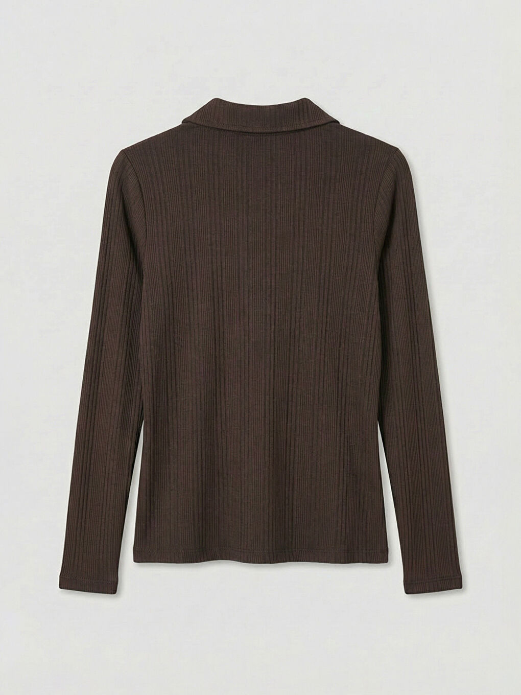 Kahverengi Polo Yaka Kadın Body-5