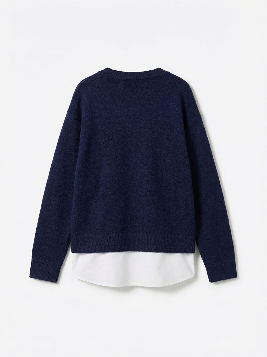 Lacivert Gömlek Yaka Kız Çocuk Triko Kazak-1