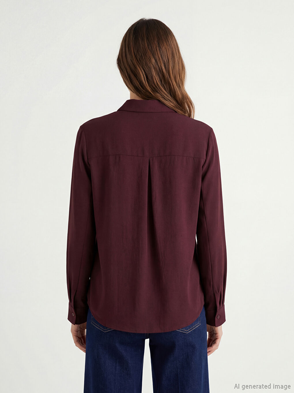 Mürdüm Bağlama Detaylı Büzgülü Kadın Gömlek-2