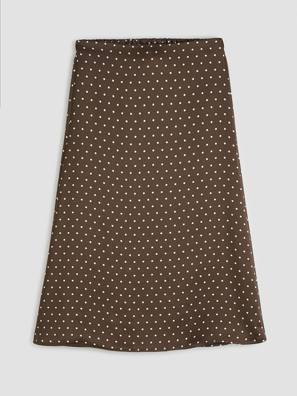 Kahverengi Beli Lastikli Puantiyeli Etek
