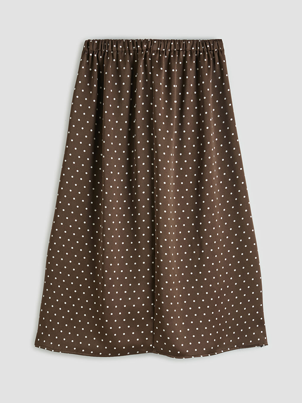 Kahverengi Beli Lastikli Puantiyeli Etek-1