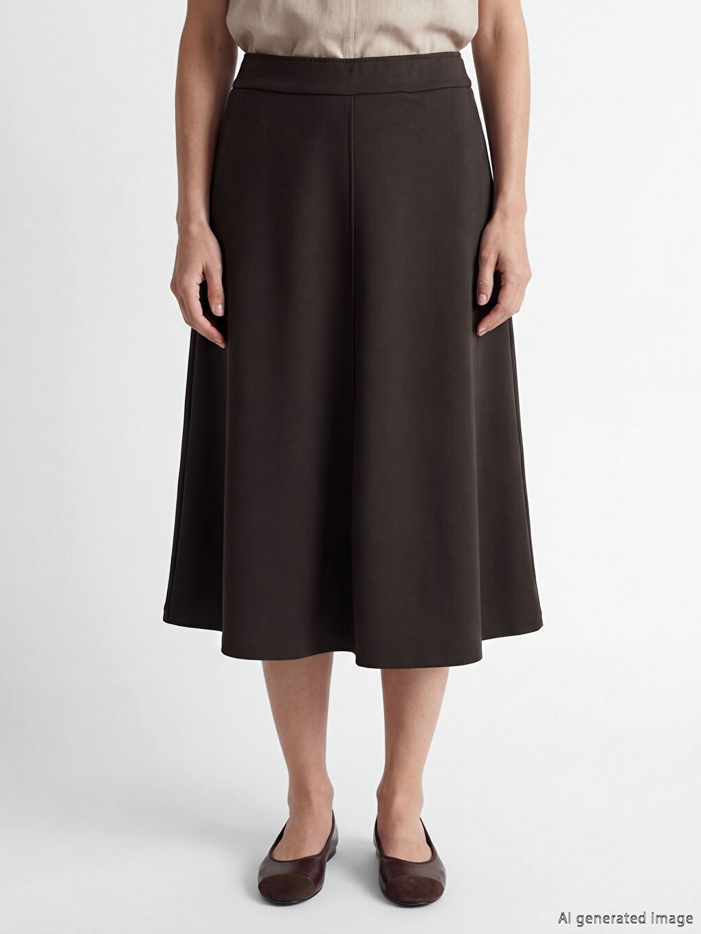 Kahverengi Beli Lastikli Kloş Etek-1