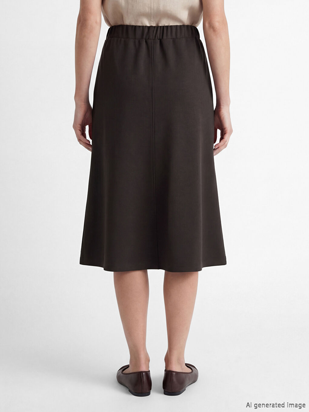 Kahverengi Beli Lastikli Kloş Etek-3