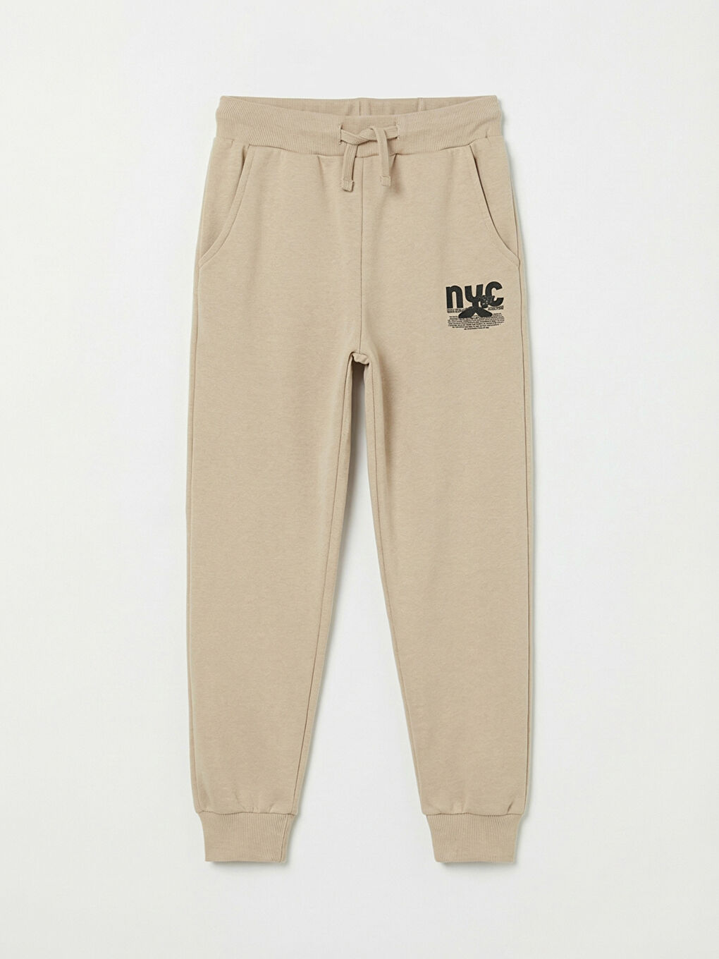Bej NYC Baskılı Erkek Çocuk Jogger Eşofman Altı