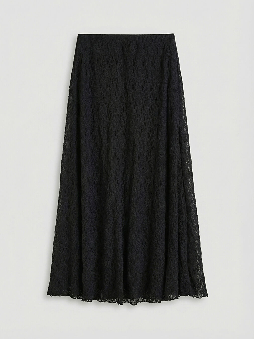 Siyah Beli Lastikli Dantelli Etek-1