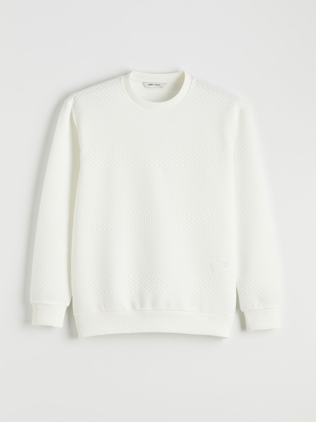 Ekru Bisiklet Yaka Erkek Sweatshirt