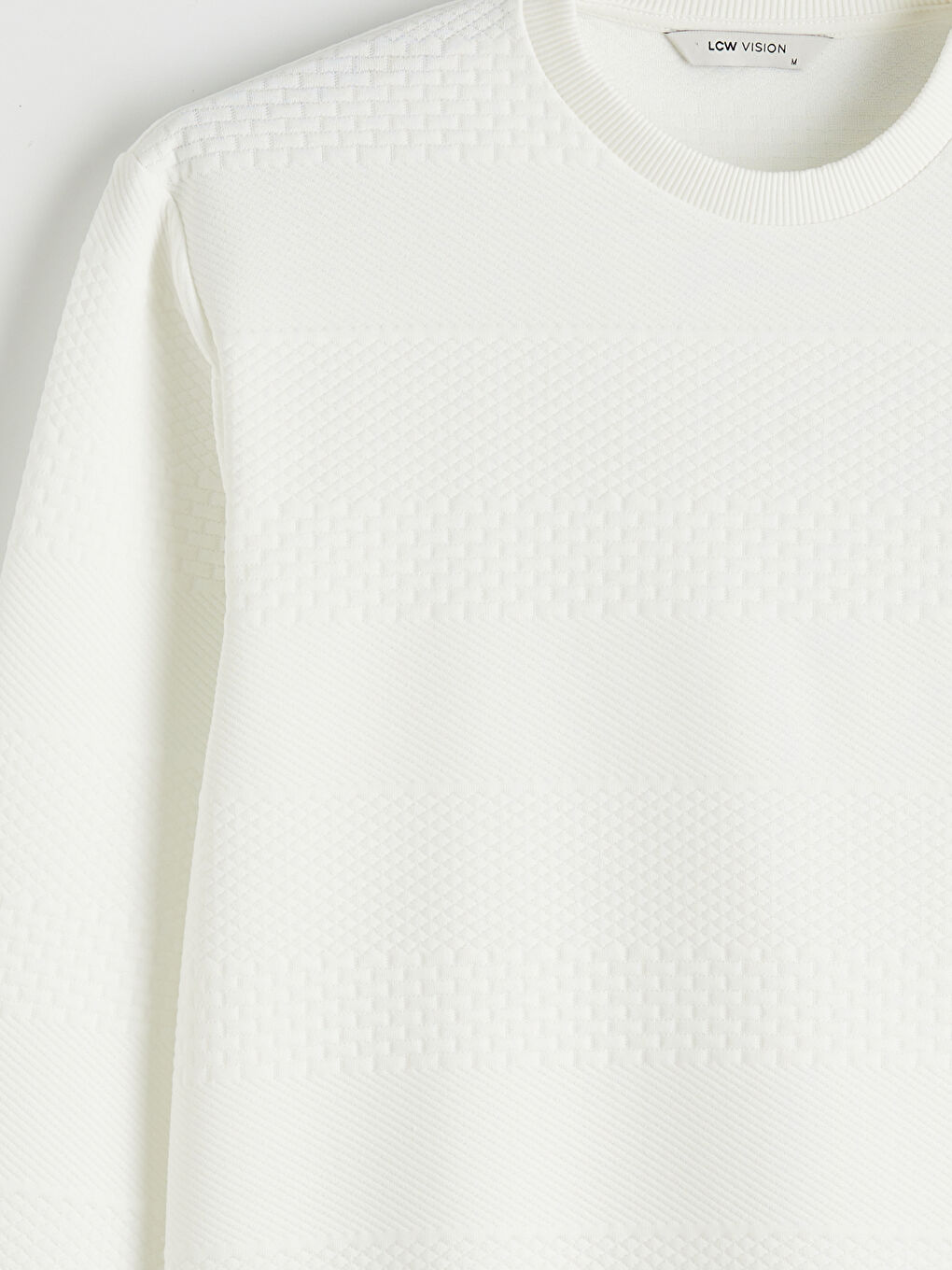 Ekru Bisiklet Yaka Erkek Sweatshirt-1