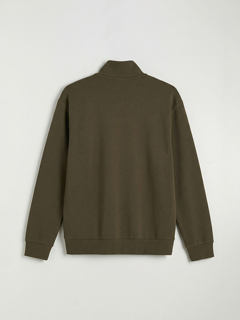 Haki Dik Yaka Erkek Sweatshirt-1