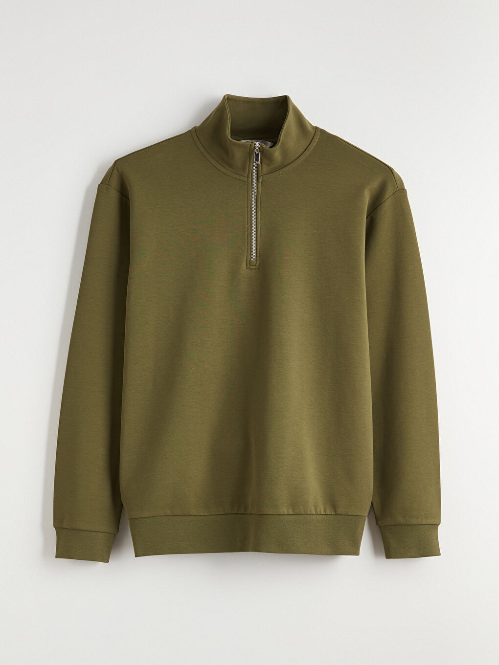 Haki Dik Yaka Erkek Sweatshirt