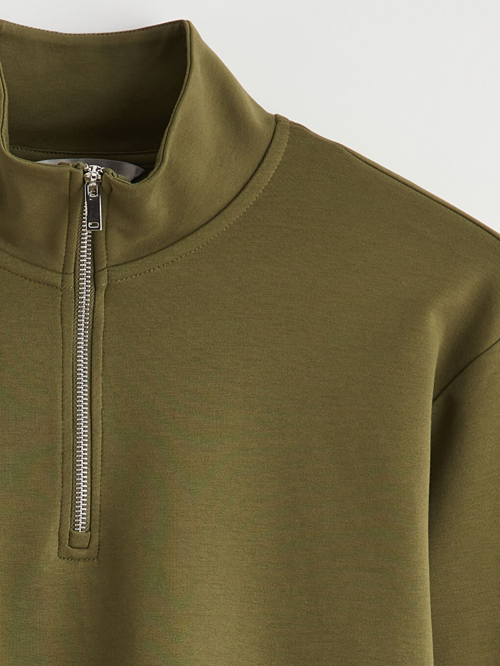 Haki Dik Yaka Erkek Sweatshirt-1