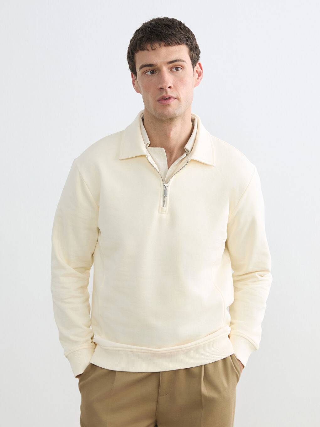 Men's Zip-Up Polo Sweatshirt