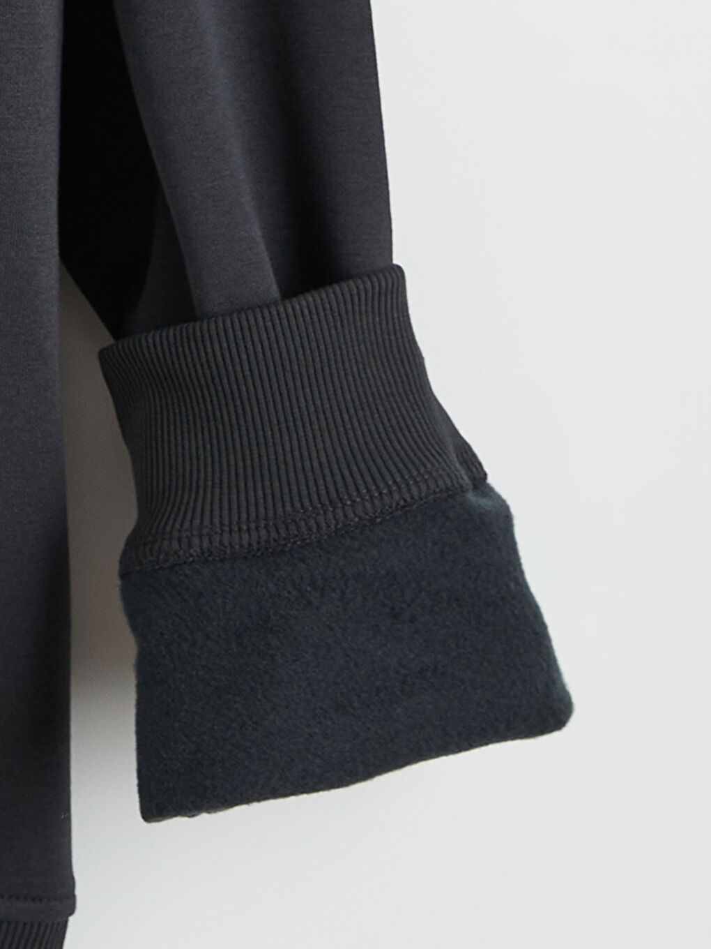 Antrasit Fermuar Kapamalı Polo Yaka Erkek Sweatshirt-1