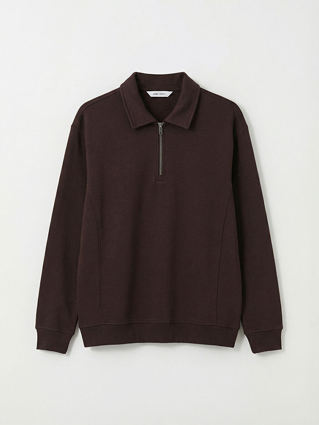 Kahverengi Polo Yaka Erkek Sweatshirt