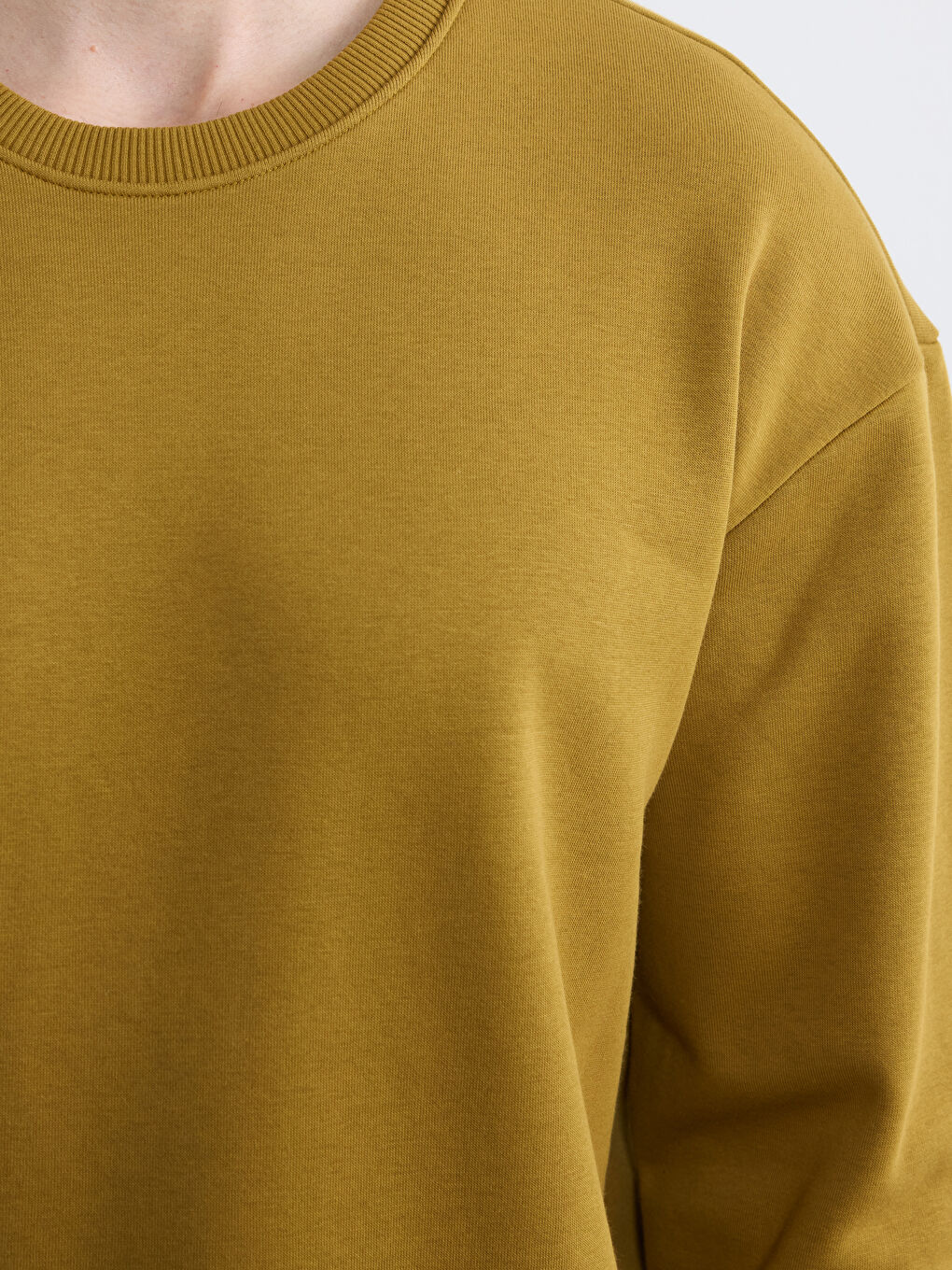 Yeşil Erkek Bisiklet Yaka 3 İplik Şardonlu Sweatshirt-4