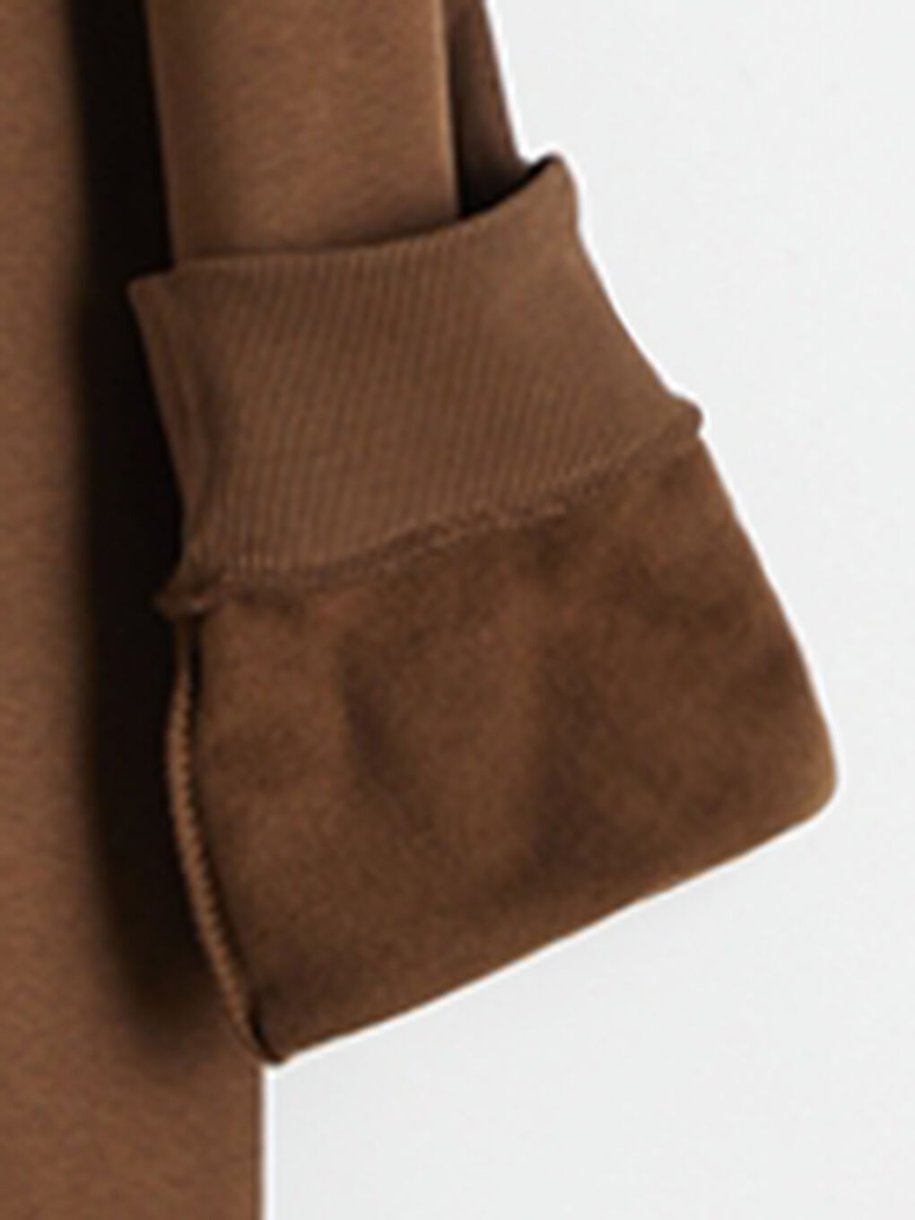 Kahverengi Bisiklet Yaka Erkek Kalın Sweatshirt-2