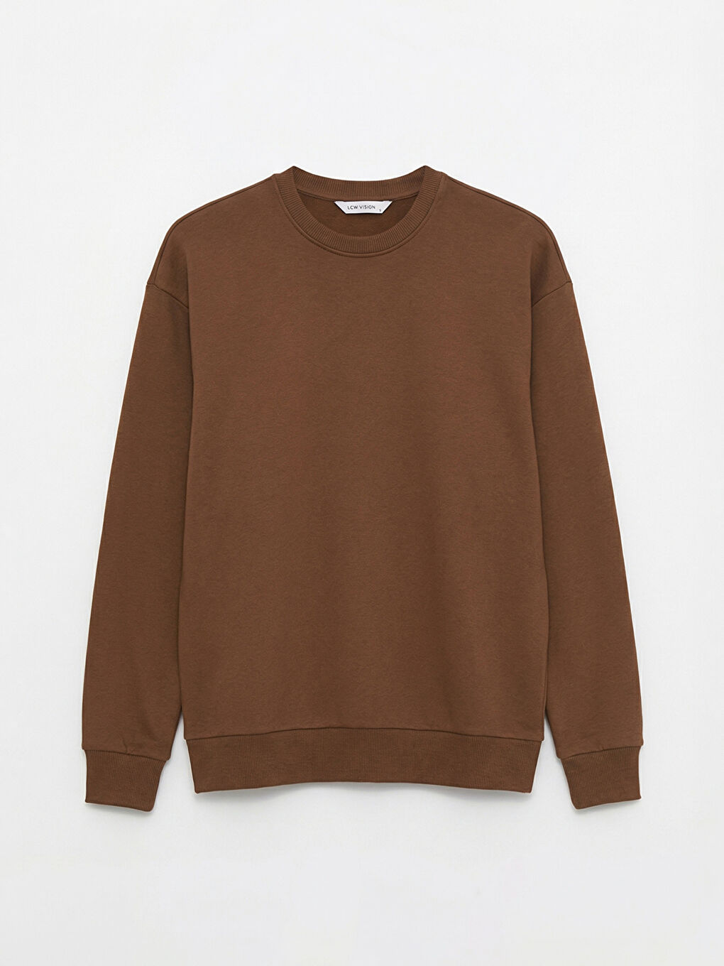 Kahverengi Bisiklet Yaka Erkek Kalın Sweatshirt