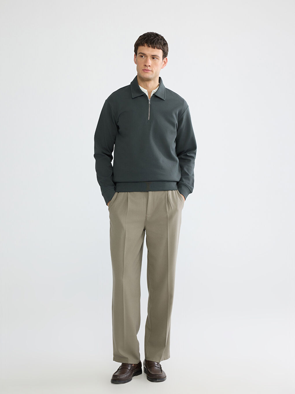 Antrasit Polo Yaka Erkek Sweatshirt-3