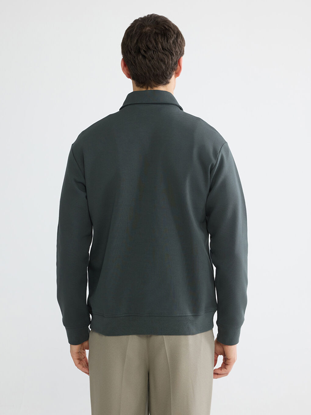 Antrasit Polo Yaka Erkek Sweatshirt-5