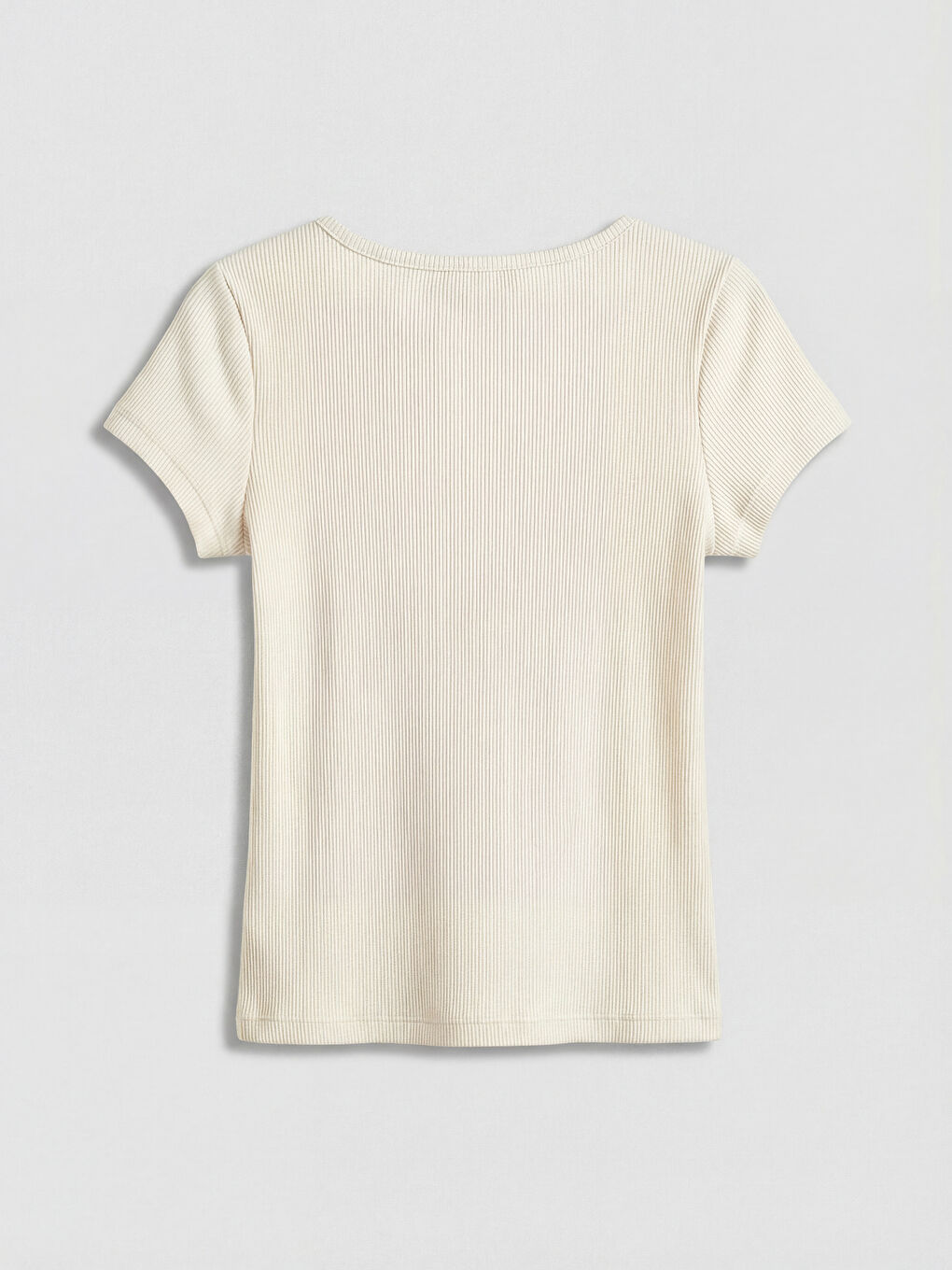 Ekru Fitilli Kısa Kollu Kız Çocuk Tişört-1