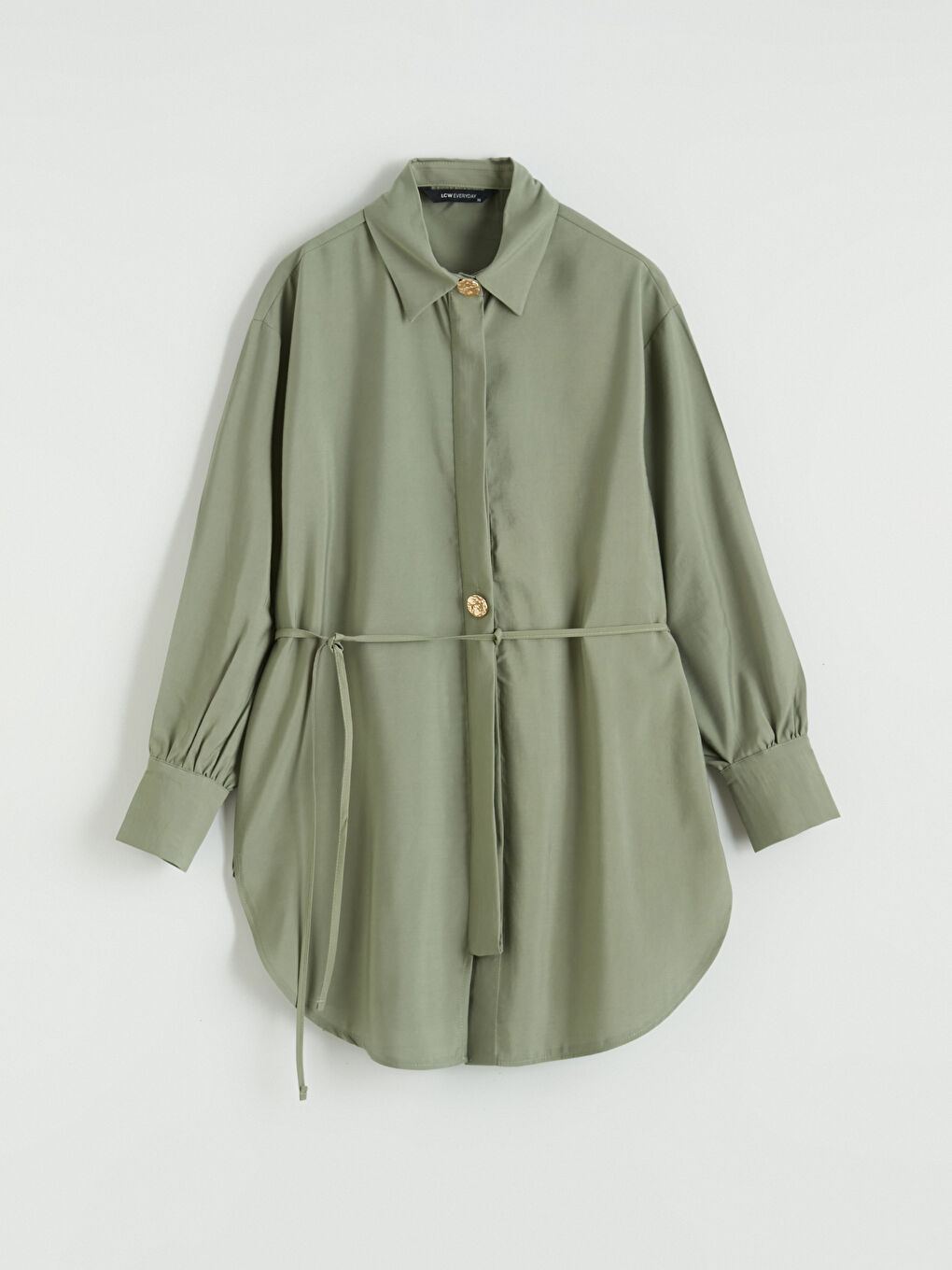 Yeşil Kuşaklı Kadın Gömlek Tunik