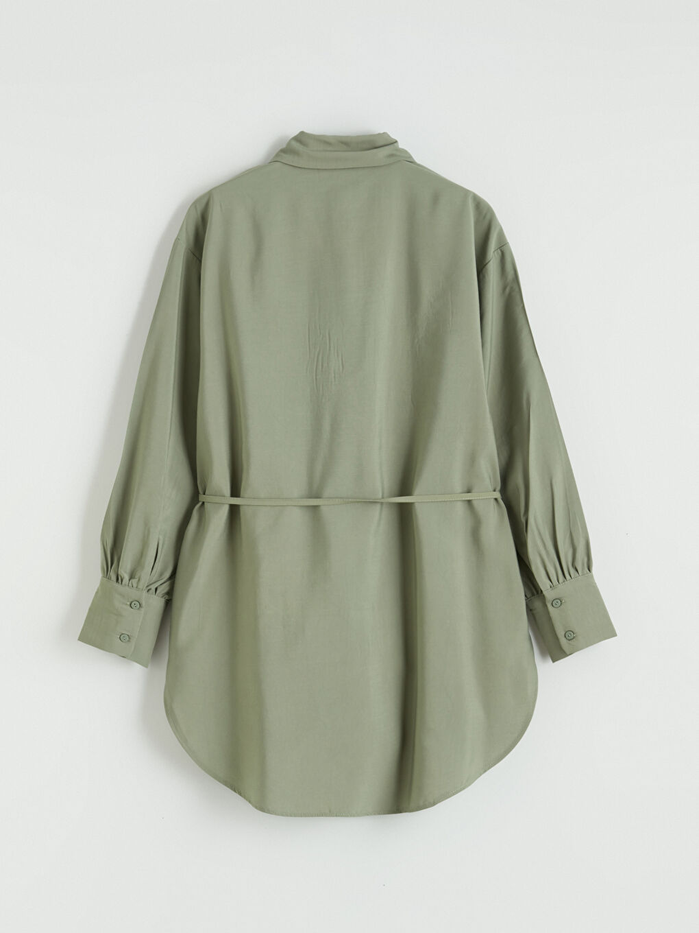 Yeşil Kuşaklı Kadın Gömlek Tunik-2