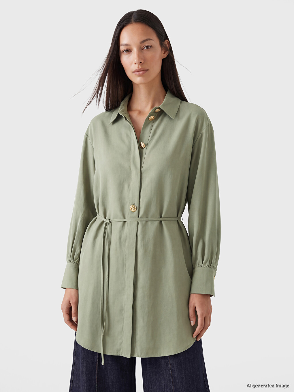 Belted Women's Shirt Tunic