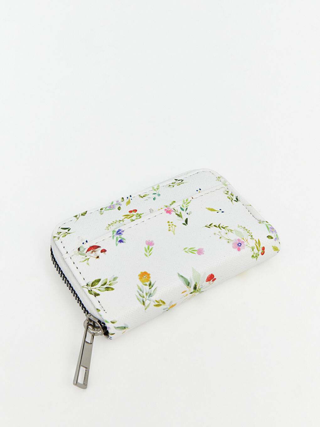 Beyaz Çiçek Desenli Kadın Cüzdan-1