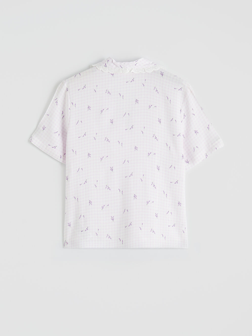 Ekru Dantelli Gömlek Yaka Kadın Pijama Takım-3