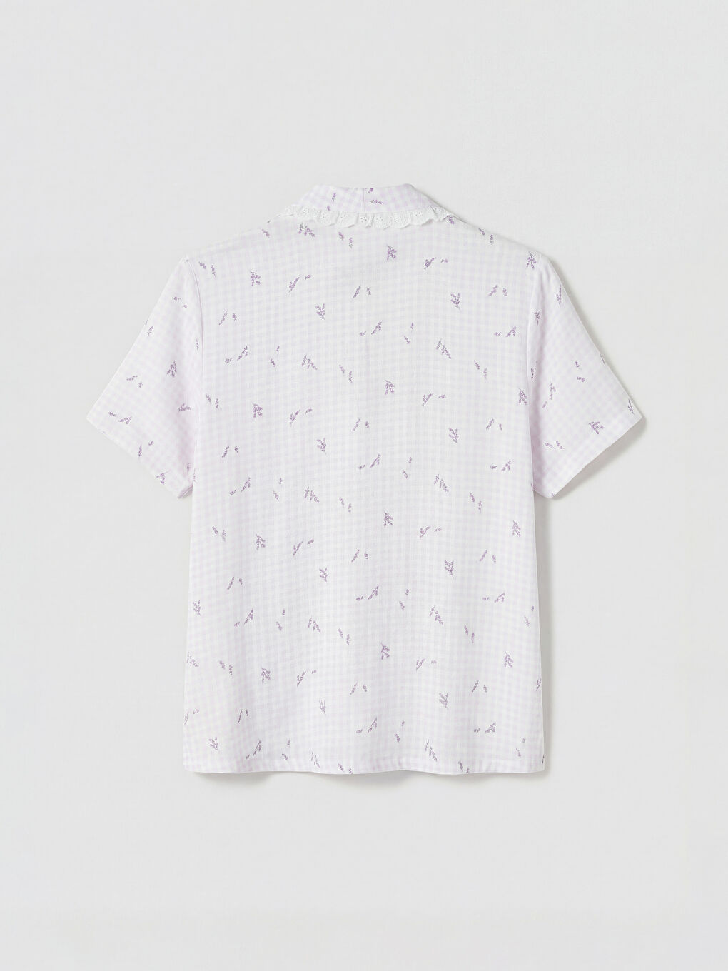 Ekru Dantelli Gömlek Yaka Kadın Pijama Takım-7