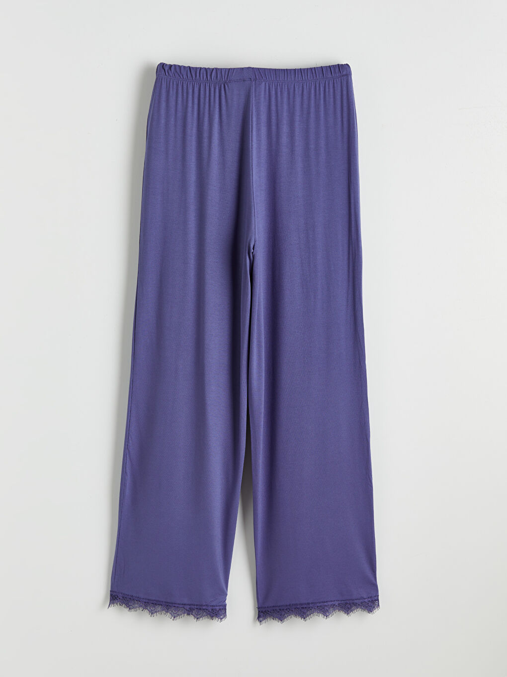 Mor V Yaka Dantel Detaylı Kadın Pijama Takım-4