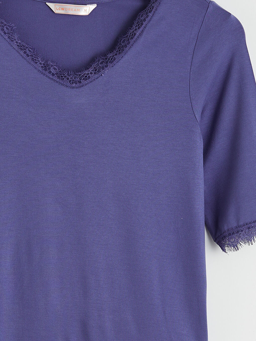 Mor V Yaka Dantel Detaylı Kadın Pijama Takım-5