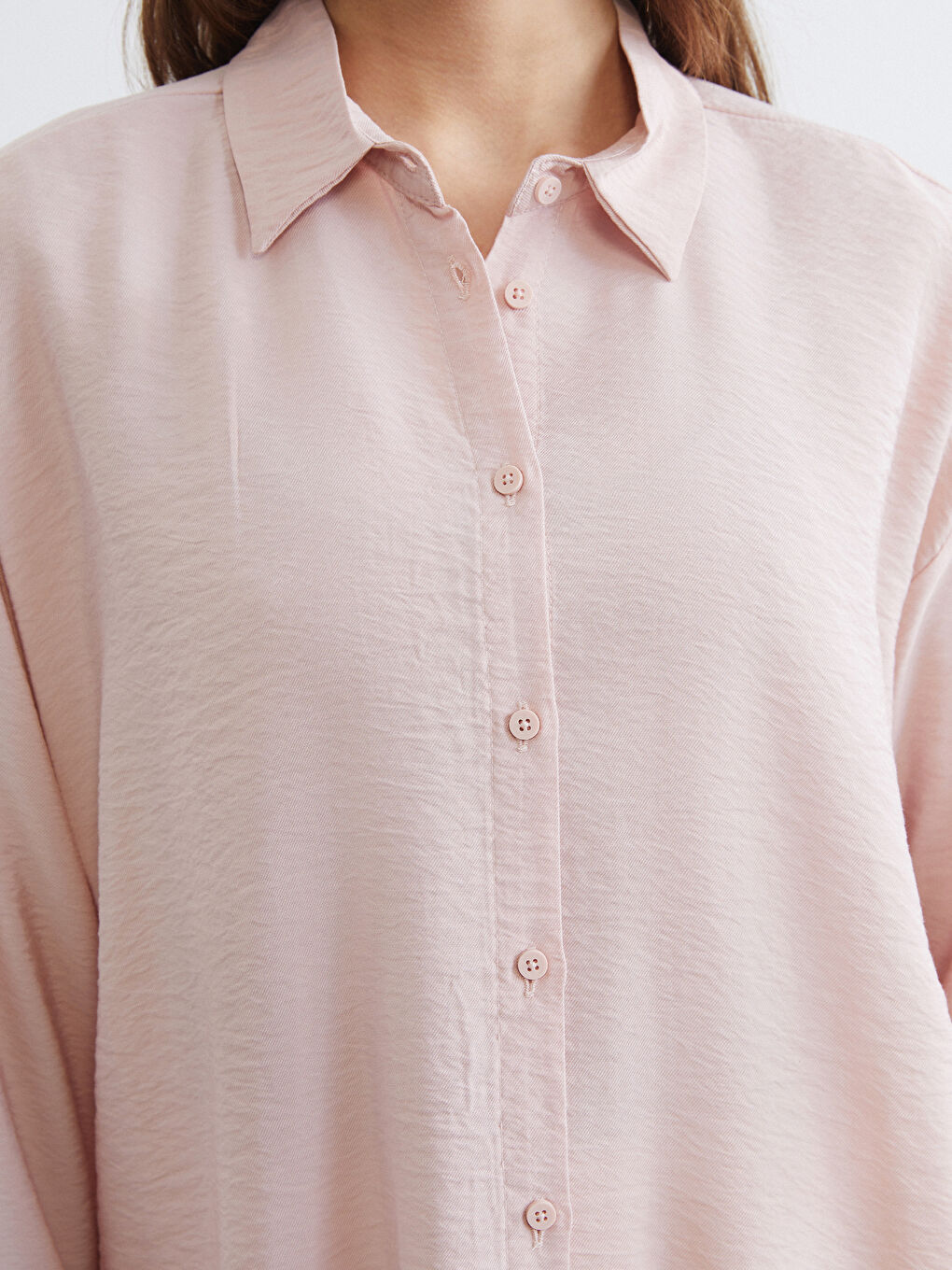 Pembe Loose Fit Kadın Gömlek-2