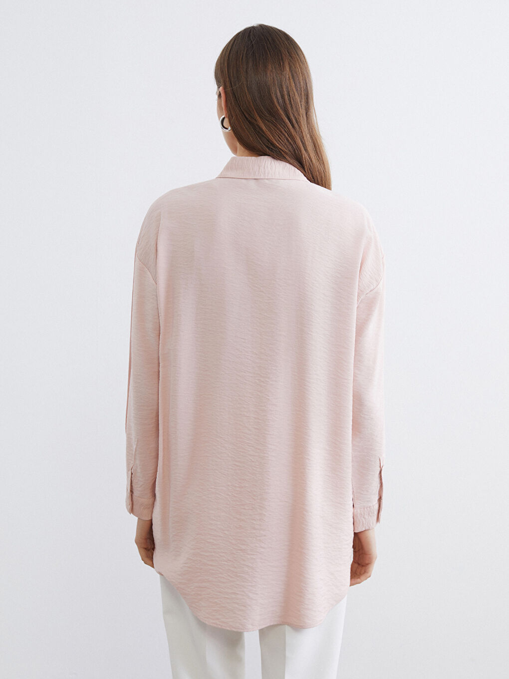 Pembe Loose Fit Kadın Gömlek-3