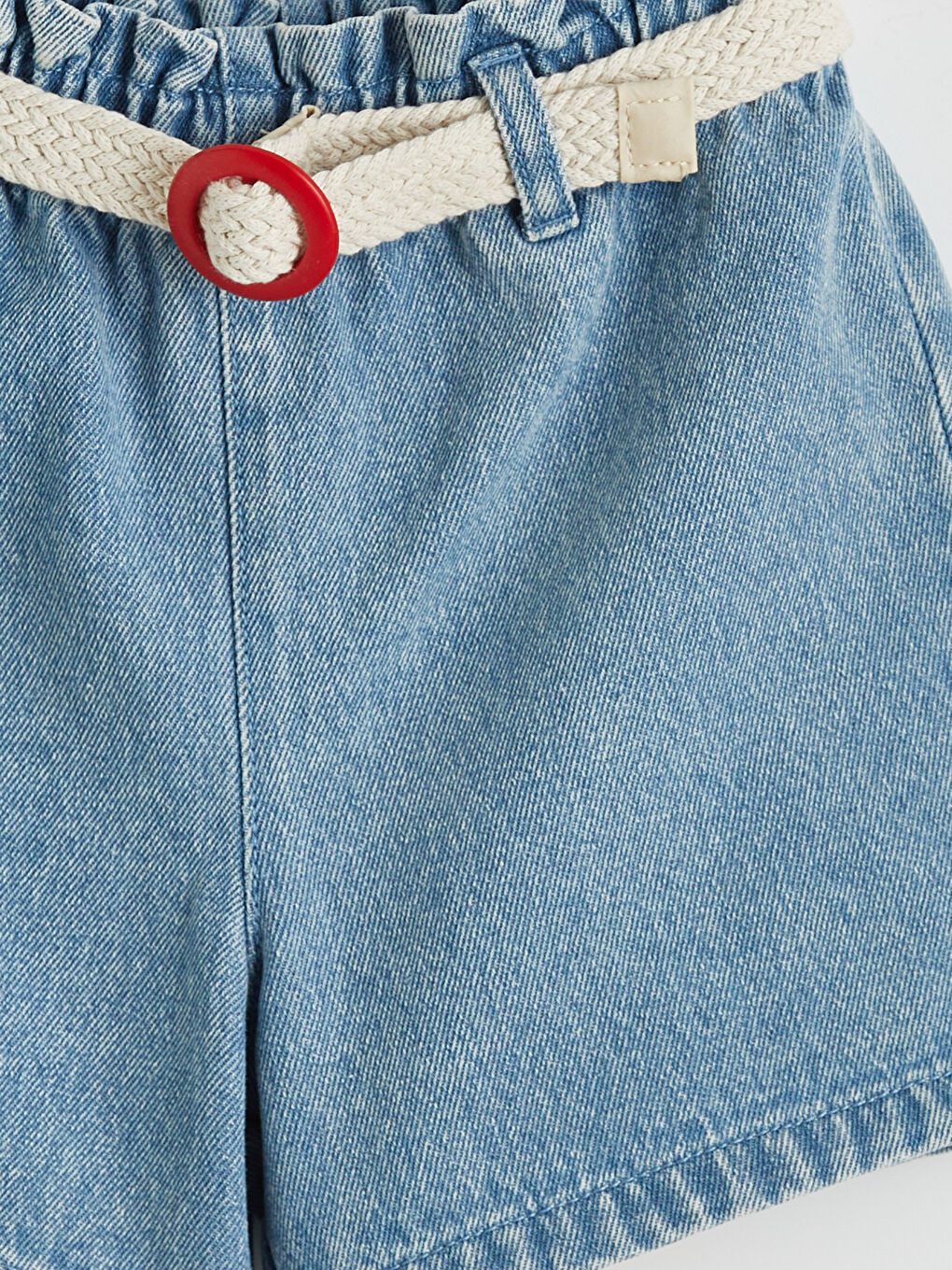 Belted Elasticated Waist Girls' Denim Shorts-2